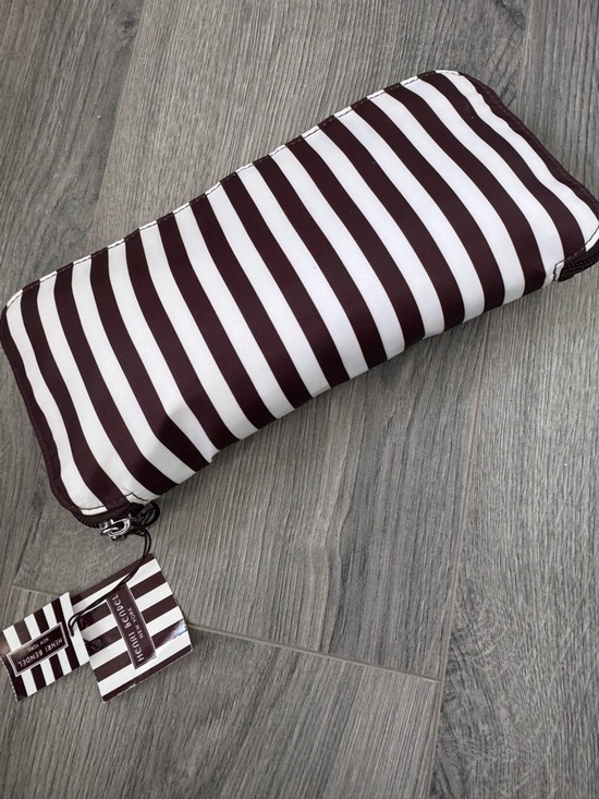 Henri Bendel Centennial Stripe packable backpack lightweight brown white nylon main image 6